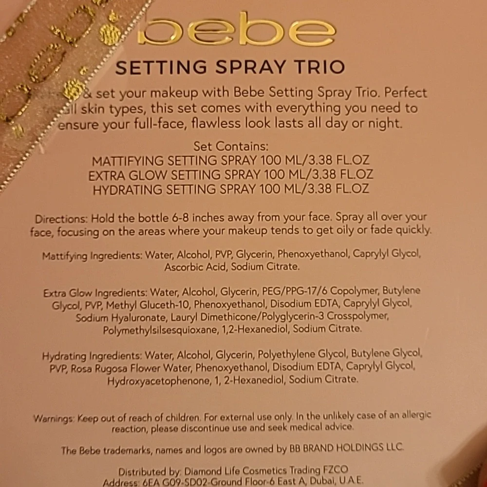 Bebe Make-Up Setting Spray Trio